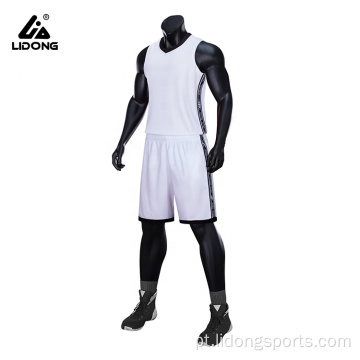 Homens 100% poliéster Black Basketball Jersey e curto